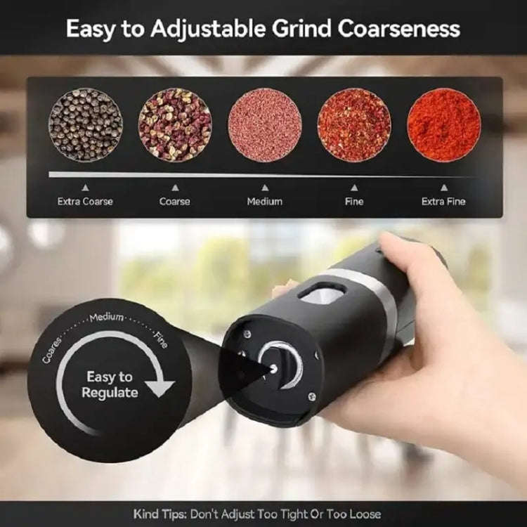 Electric Automatic Salt And Pepper Grinder Set With Charging Base, Model: D2 KYMQ-7C