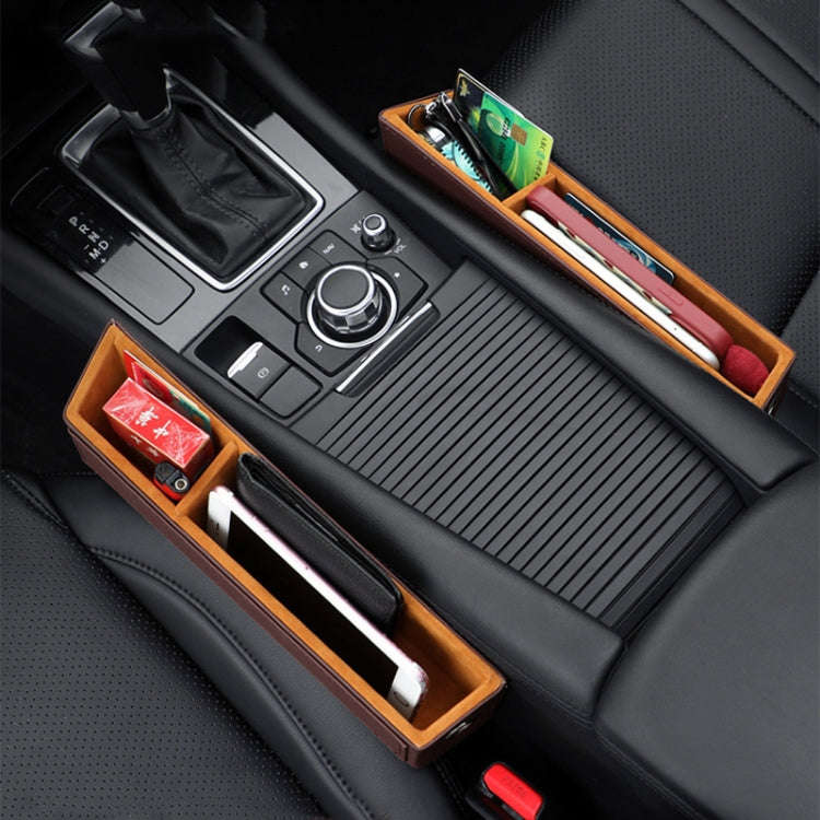 Car Crevice Sundries Storage Box Car Interior Decoration Supplies, Color: Brown White Line Co-pilot