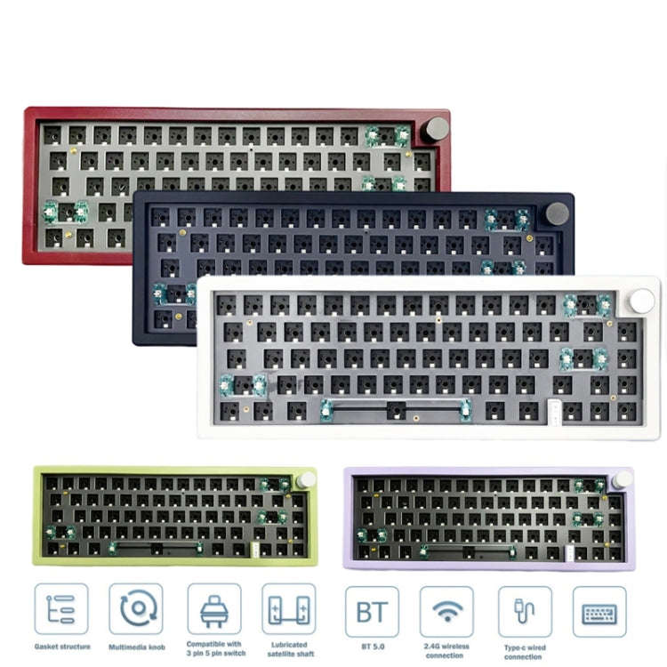 67 Keys Three-mode Customized DIY With Knob Mechanical Keyboard Kit Supports Hot Plug RGB Backlig...