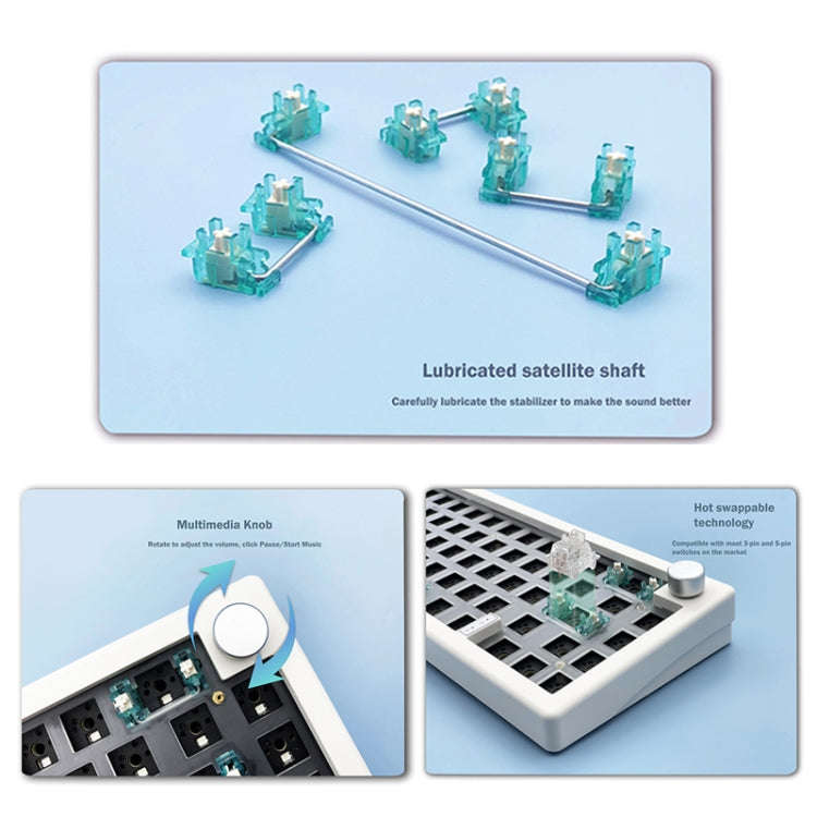 67 Keys Three-mode Customized DIY With Knob Mechanical Keyboard Kit Supports Hot Plug RGB Backlig...
