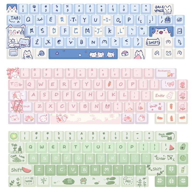 66 Keys 5-sided Heat Rise PBT Personalized Keycaps(Blue)