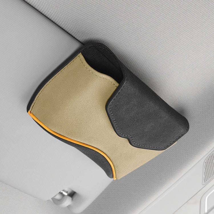 Car Sun Visor Multifunctional Glasses Case Card Storage Bracket(Beige)