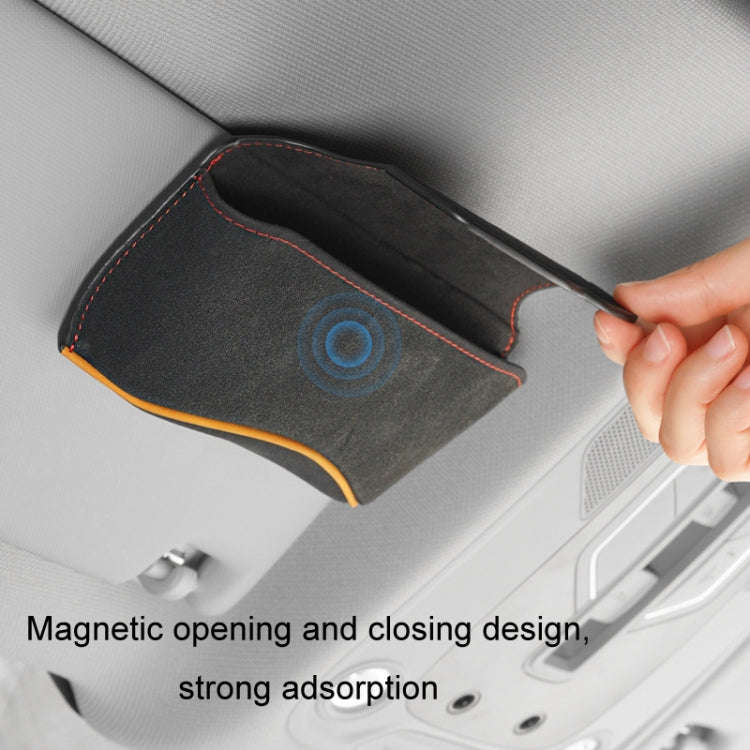 Car Sun Visor Multifunctional Glasses Case Card Storage Bracket(Red)