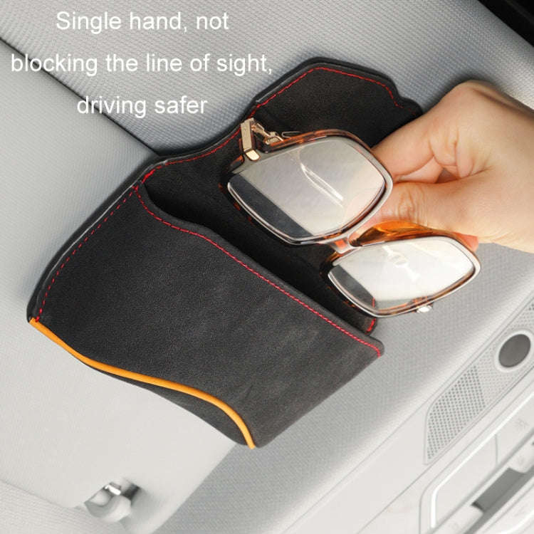 Car Sun Visor Multifunctional Glasses Case Card Storage Bracket(Red)