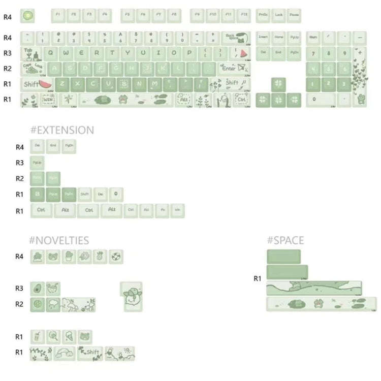 148 Keys MDA Height 5-sided Heat Rise PBT Mechanical Keyboard Keycaps(Green)