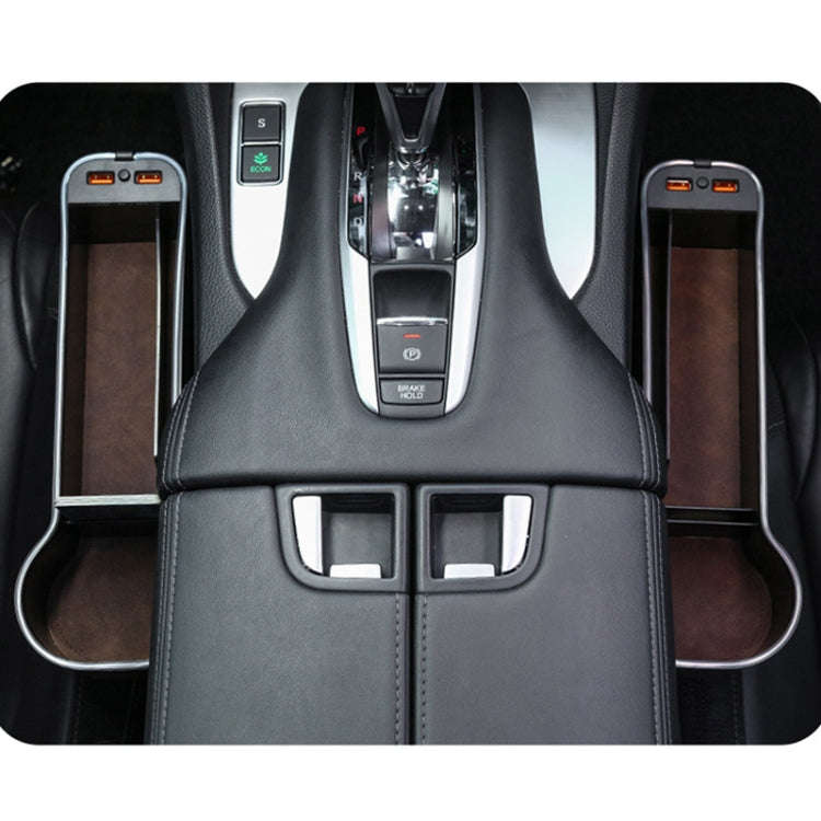 Car Central Control Seat Gap Storage Box with Dual USB Ambient Lights, Color: Suede Coffee Princi...