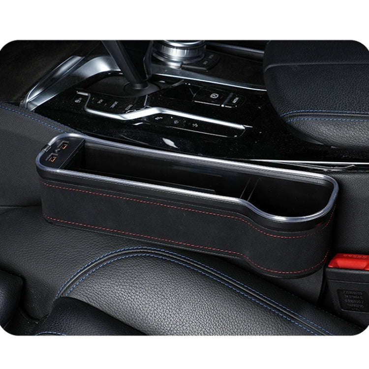 Car Central Control Seat Gap Storage Box with Dual USB Ambient Lights, Color: Suede Coffee Princi...