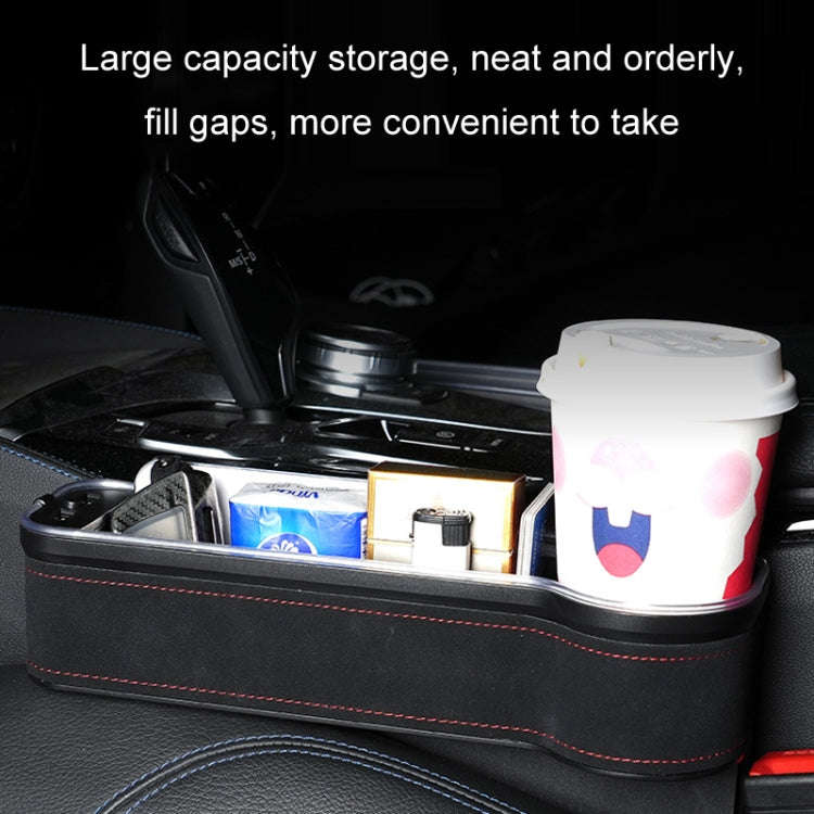 Car Central Control Seat Gap Storage Box with Dual USB Ambient Lights, Color: Suede Coffee Princi...