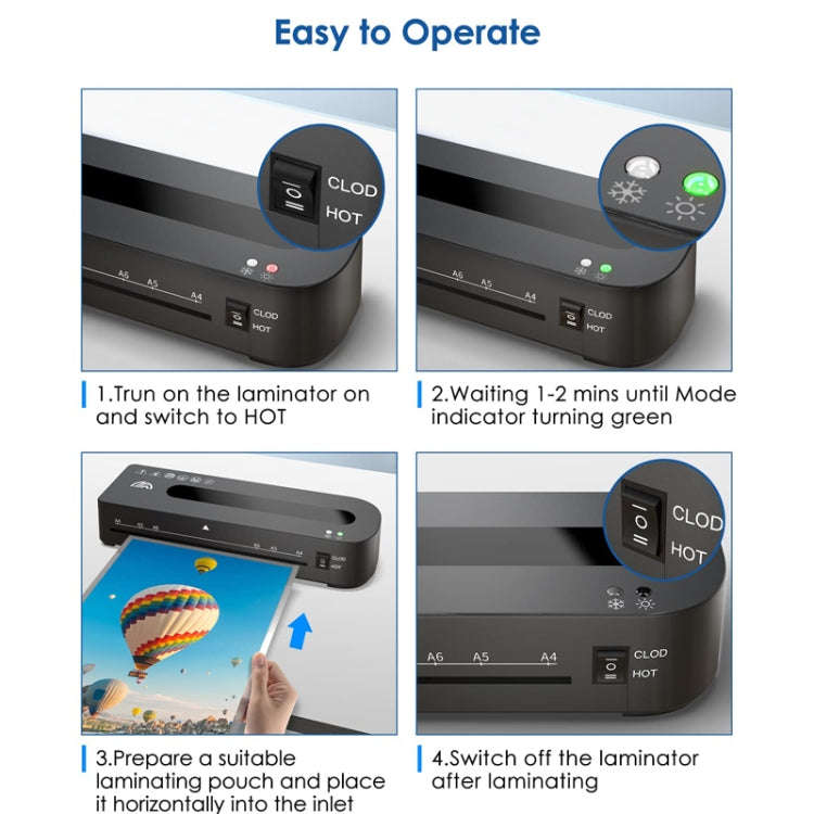 FN333 A4 Photo Laminating Machine With Hot And Cold Mode, Size: Set 1(UK Plug)