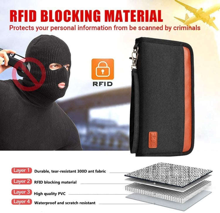 Multifunctional RFID Anti -Theft Passport Package Travel Air Ticket Pocket Card Large Capacity Do...