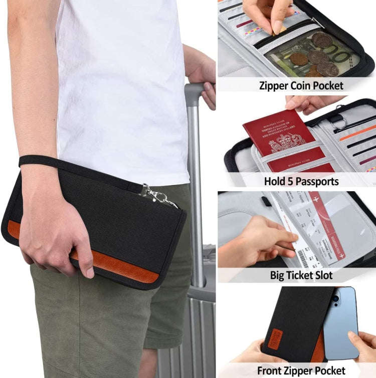 Multifunctional RFID Anti -Theft Passport Package Travel Air Ticket Pocket Card Large Capacity Do...