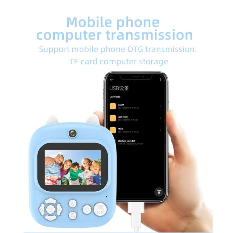 1200W Pixel  2.4 Inch Display Children Print Instant Camera 32G+Card Reader Purple