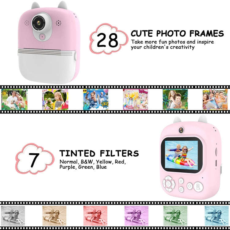 1200W Pixel  2.4 Inch Display Children Print Instant Camera Standard Blue