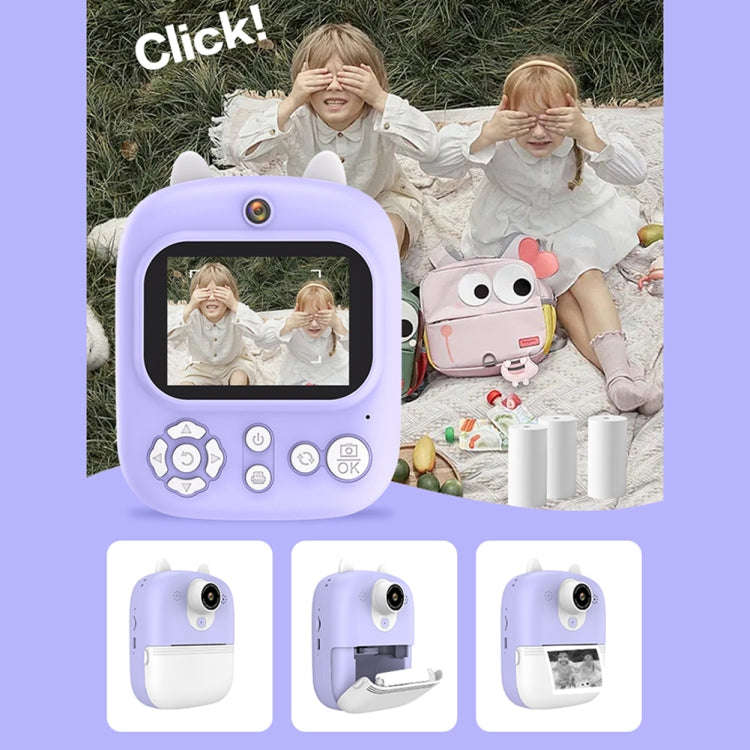 1200W Pixel  2.4 Inch Display Children Print Instant Camera Standard Purple