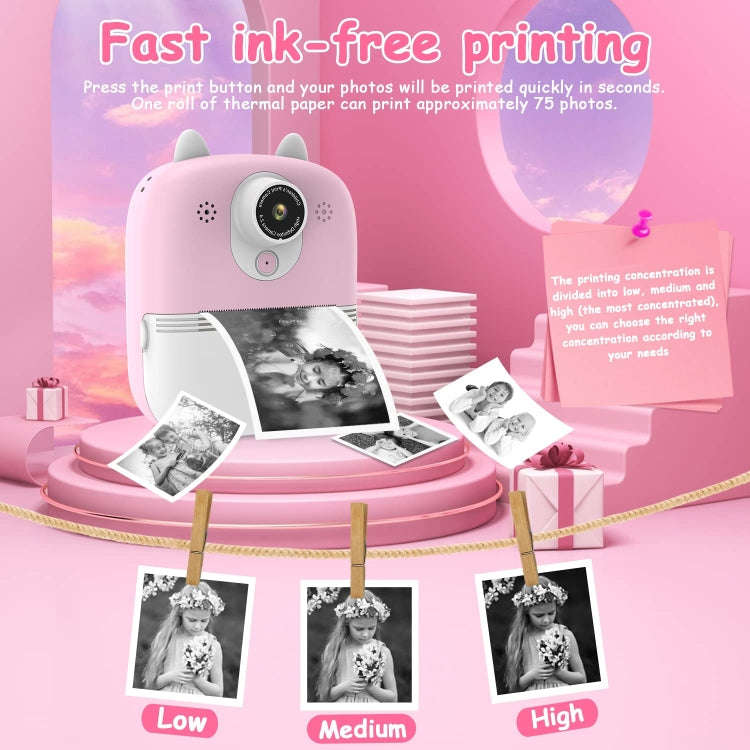 1200W Pixel  2.4 Inch Display Children Print Instant Camera 32G+Card Reader Purple