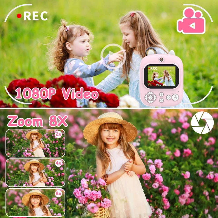 1200W Pixel  2.4 Inch Display Children Print Instant Camera 32G+Card Reader Blue