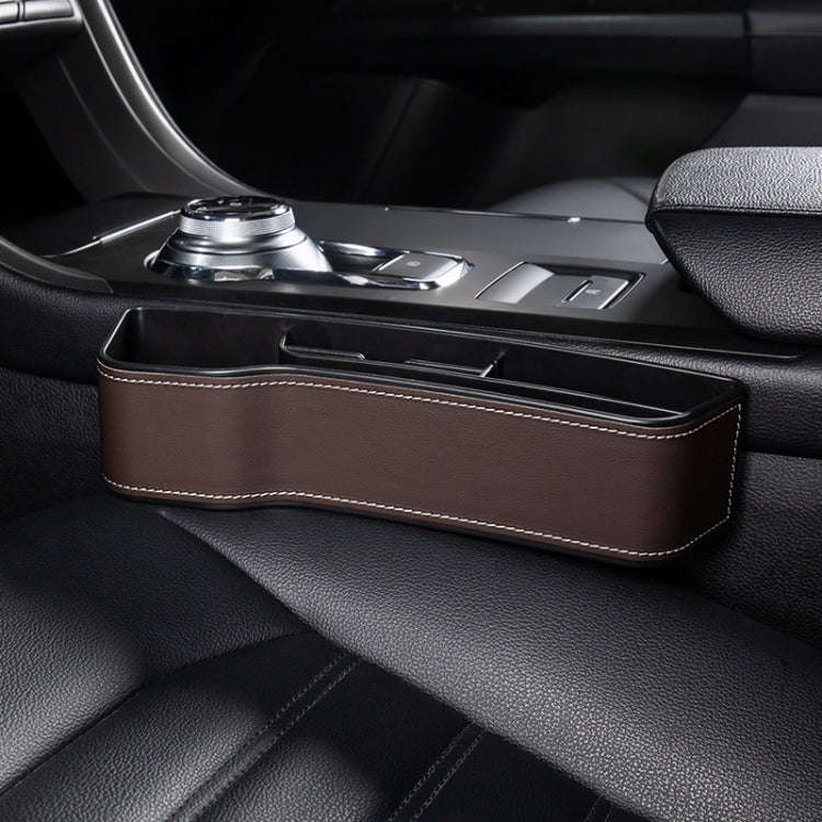 Car Crevice Storage Box Seat Decoration Finishing Box, Color: Mocha Brown Leather Principal Driver