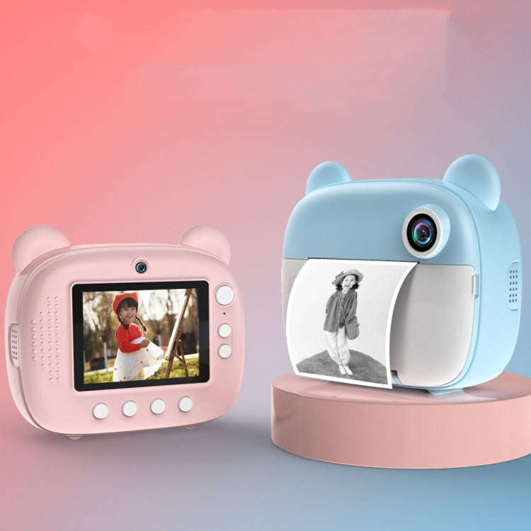 Children Instant Print Camera 1080P 2.4-Inch IPS Screen Dual Lens Photography Camera(Blue)