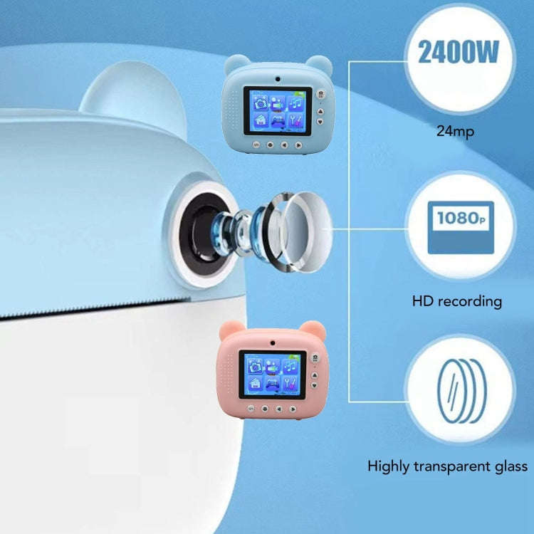 Children Instant Print Camera 1080P 2.4-Inch IPS Screen Dual Lens Photography Camera(Blue)