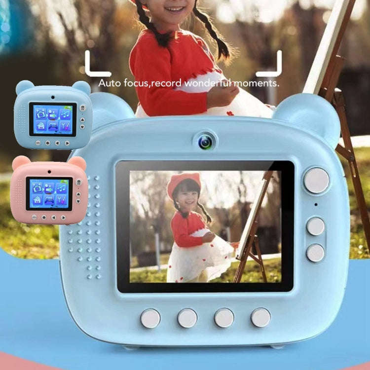 Children Instant Print Camera 1080P 2.4-Inch IPS Screen Dual Lens Photography Camera(Blue)