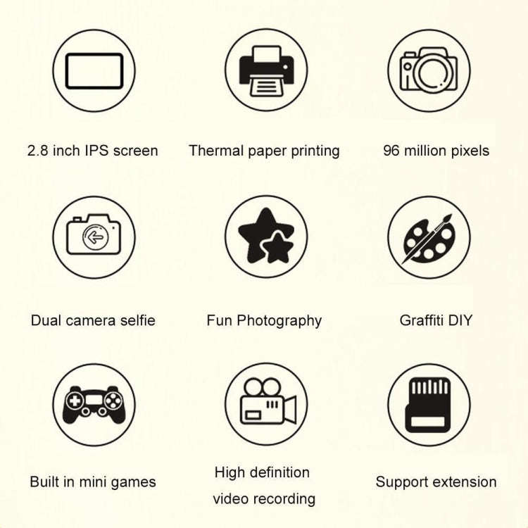 1080P Instant Print Camera 2.8-inch IPS Screen Front and Rear Dual Lens Kids Camera, Spec: Yellow...