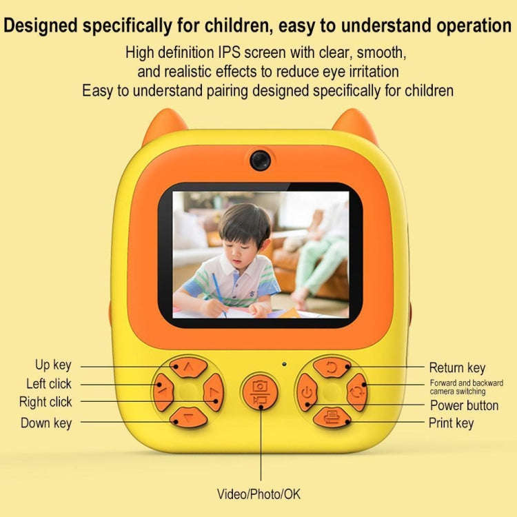 1080P Instant Print Camera 2.8-inch IPS Screen Front and Rear Dual Lens Kids Camera, Spec: Pink