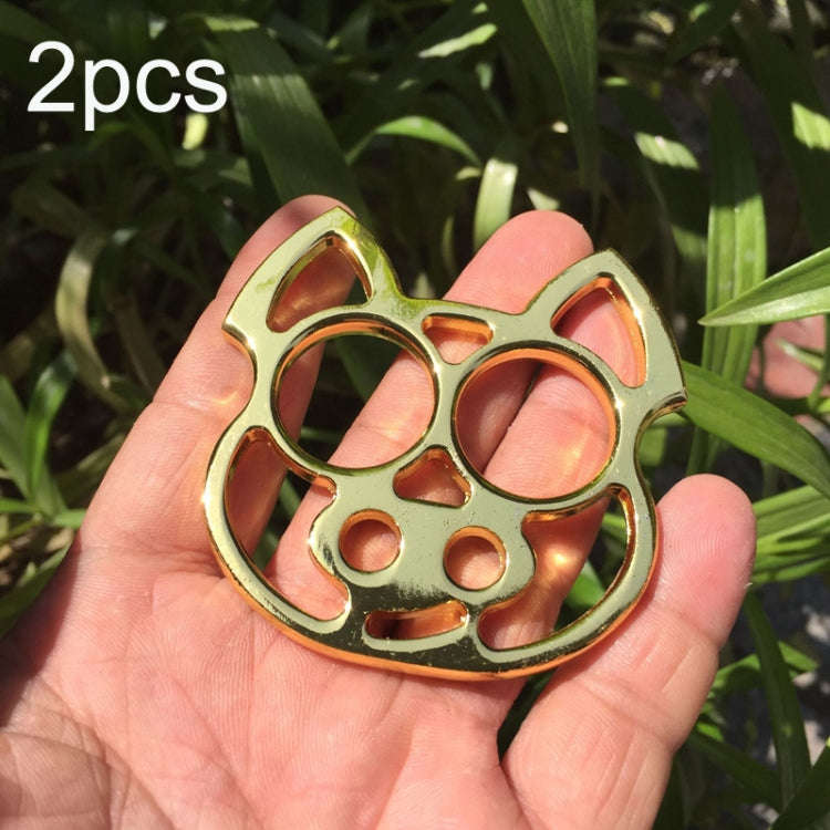 2pcs Cartoon Pig Self-Defense KeyChain Fist Gloves Finger Buckle Emergency Window Breaker(Gold)