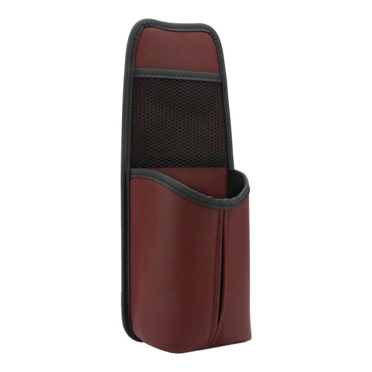 Car Seat Leather Multifunctional Tissue Water Cup Storage Hanging Bag(Red)