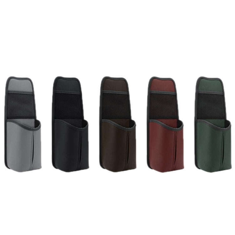 Car Seat Leather Multifunctional Tissue Water Cup Storage Hanging Bag(Grey)