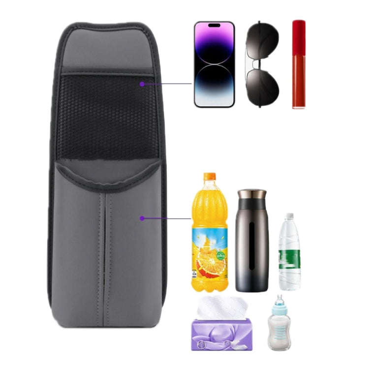 Car Seat Leather Multifunctional Tissue Water Cup Storage Hanging Bag(Grey)
