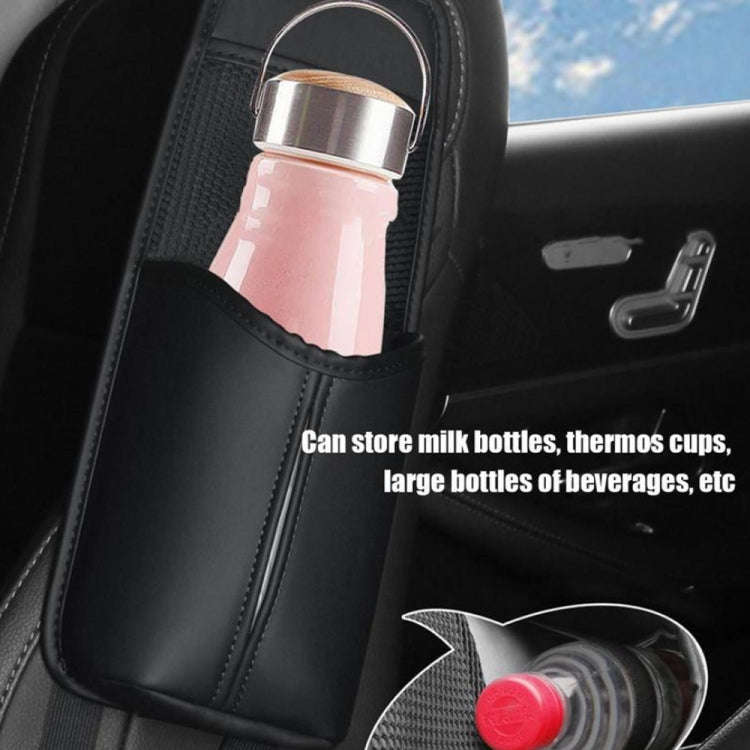 Car Seat Leather Multifunctional Tissue Water Cup Storage Hanging Bag(Grey)