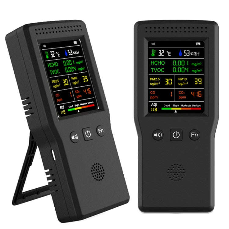 9 In 1 Air Quality Detector Handheld High Precision Formaldehyde Detector(Black)