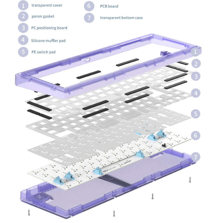 Hot Swap Shaft Wired RGB Back Light Customized Mechanical Keyboard Kit(Purple Transparent)