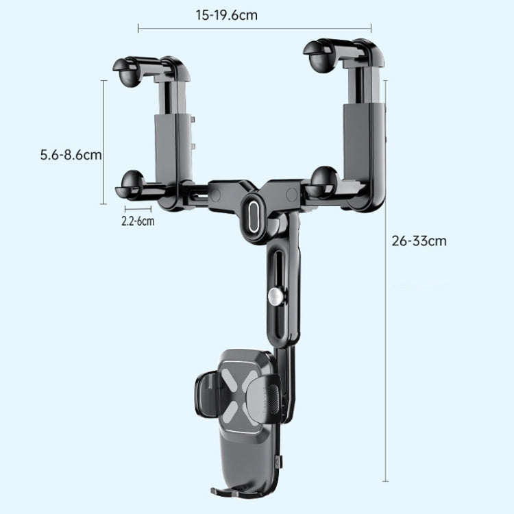 Car Rearview Mirror Navigation Retractable Multifunctional Mobile Phone Holder(Black)