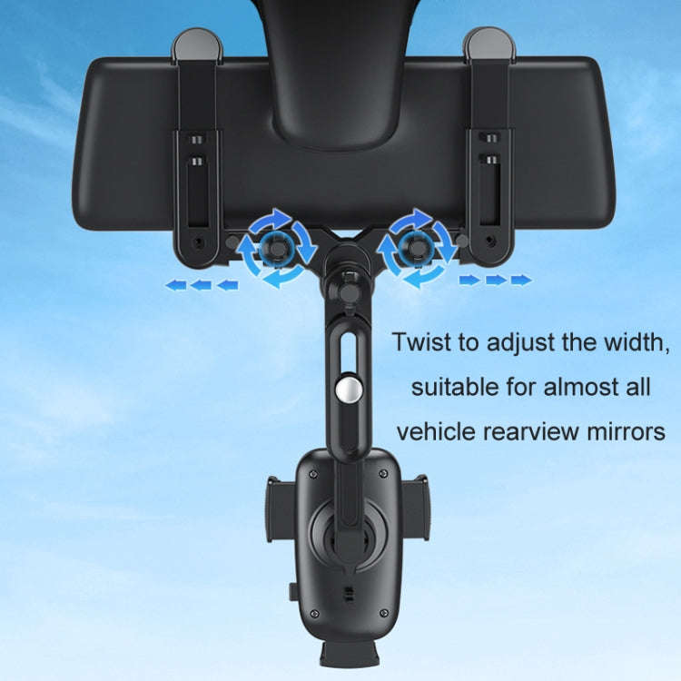 Car Rearview Mirror Navigation Retractable Multifunctional Mobile Phone Holder(Black)
