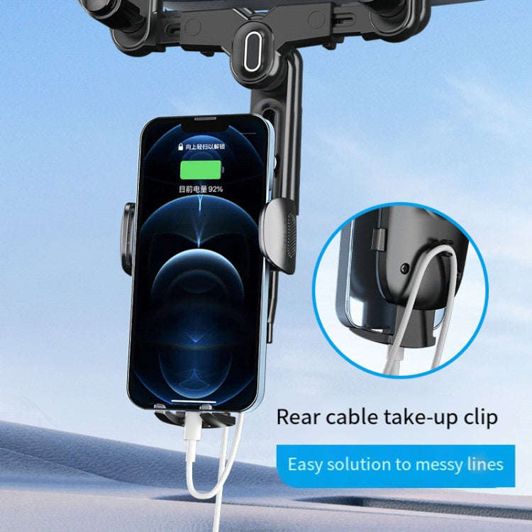 Car Rearview Mirror Navigation Retractable Multifunctional Mobile Phone Holder(Black)