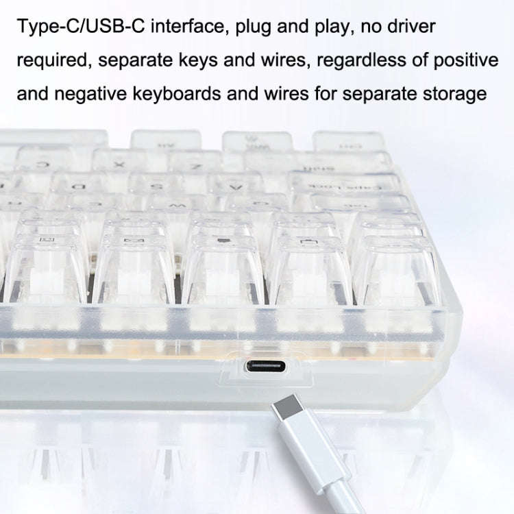 100 Keys Customized Gaming Wired Mechanical Keyboard Transparent Keycap Red Shaft (White)