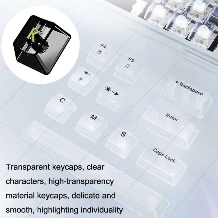 100 Keys Customized Gaming Wired Mechanical Keyboard Transparent Keycap Green Shaft (Black)