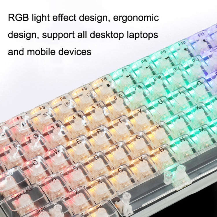 100 Keys Customized Gaming Wired Mechanical Keyboard Transparent Keycap Red Shaft (Black)