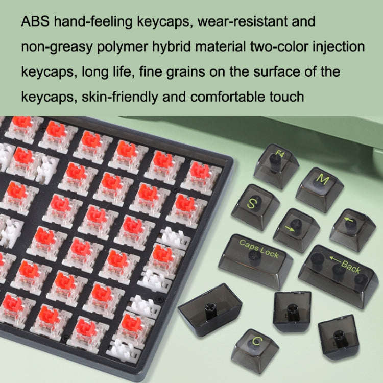 100 Keys Customized Gaming Wired Mechanical Keyboard Transparent Keycap Green Shaft (Black)