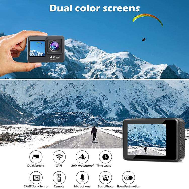 WIFI Color Dual-Screen HD 4K Video Outdoor Waterproof Sports Camera(AT-Q60AR)