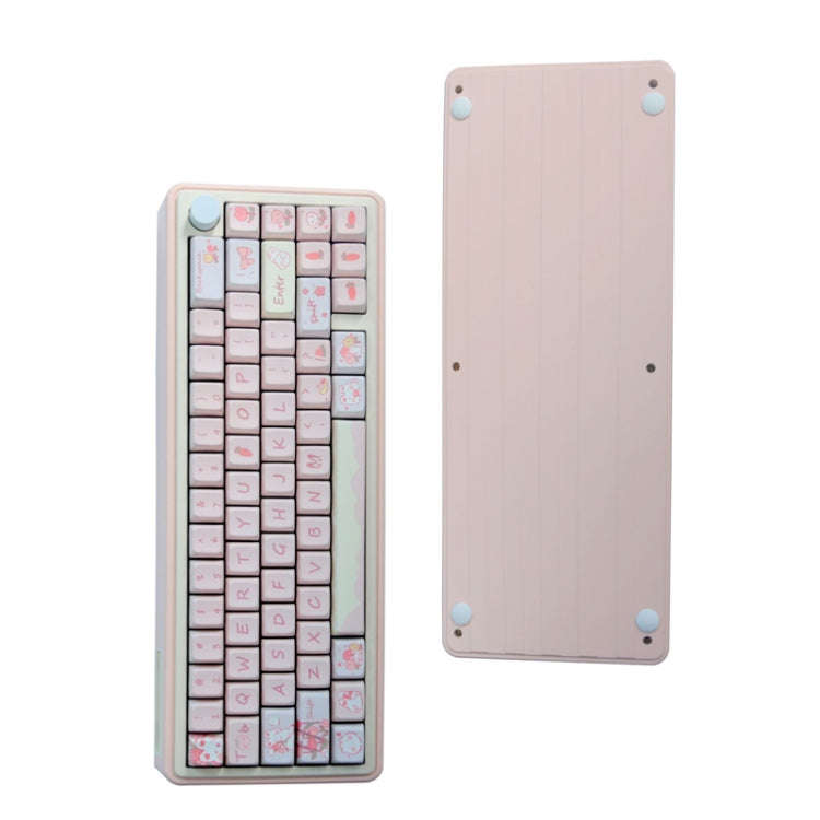 Bluetooth Wireless 3-mode RGB Backlit Gaming Mechanical Keyboard Aluminum Alloy Kit + Keycap(Pink)