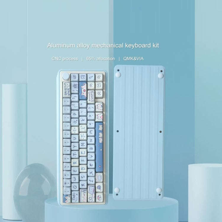 Bluetooth Wireless 3-mode RGB Backlit Gaming Mechanical Keyboard Aluminum Alloy Kit + Keycap(Pink)