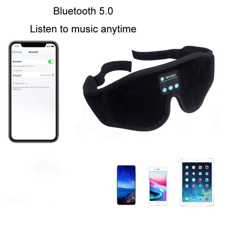 3D Wireless Bluetooth 5.0 Music Can Answer Calls Sleep Shading Eye Mask With Timing(Black)