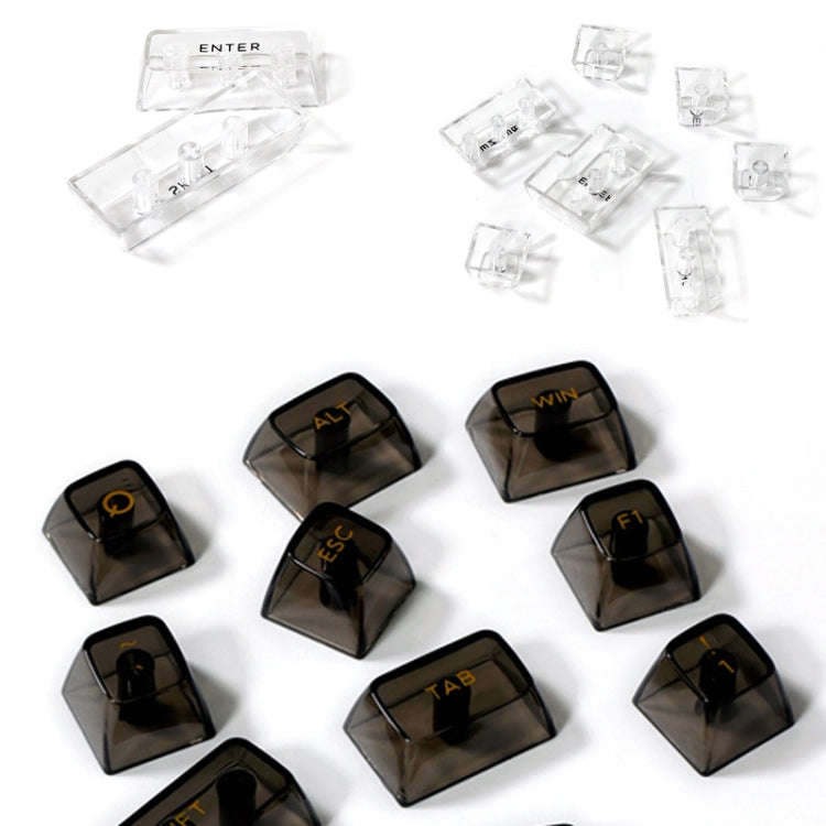 132 Keys DIY Customized Mechanical Keyboard Universal Transparent Crystal Keycap Black Transparen...