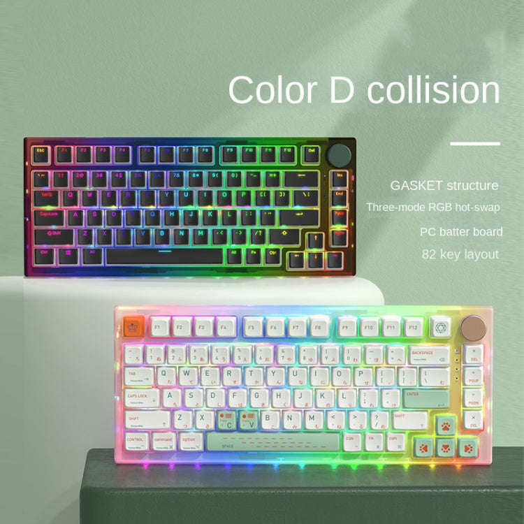 82 Keys Bluetooth Wireless 3-mode RGB Hot-plug Customized Mechanical Keyboard Kit + Keycap(Black)