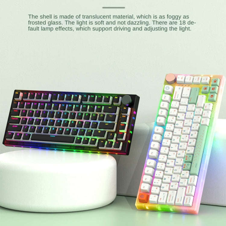 82 Keys Bluetooth Wireless 3-mode RGB Hot-plug Customized Mechanical Keyboard Kit + Keycap(Black)
