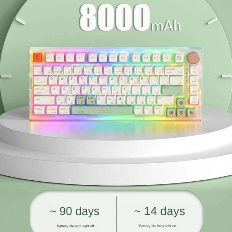 82 Keys Bluetooth Wireless 3-mode RGB Hot-plug Customized Mechanical Keyboard Kit + Keycap(White)