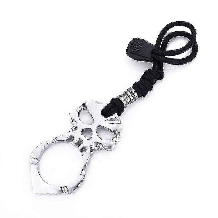 Rose Thorn Single Finger Buckle Self-defense Broken Window Keychain(Silver)