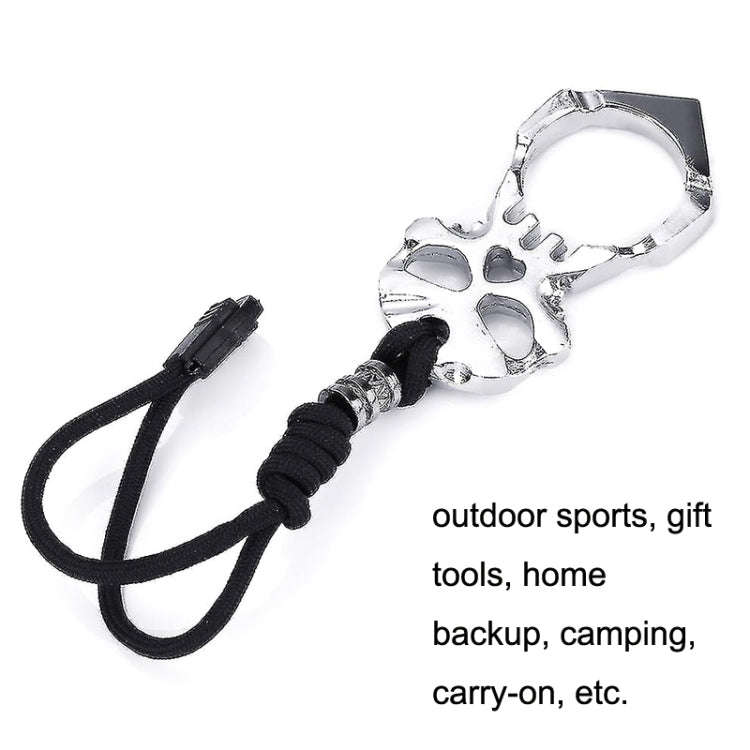 Rose Thorn Single Finger Buckle Self-defense Broken Window Keychain(Silver)